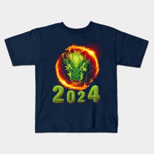 Fiery Green Dragon Kids T-Shirt